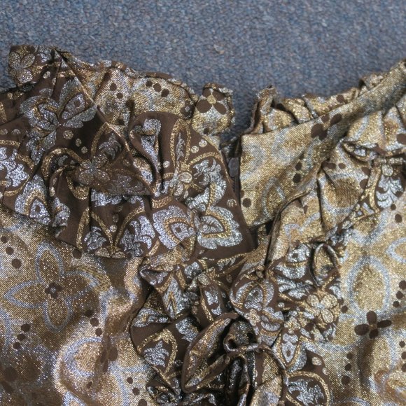 Vintage Retro Gold Metallic with Ruffles Romper - Handmade size Medium - Picture 3 of 10